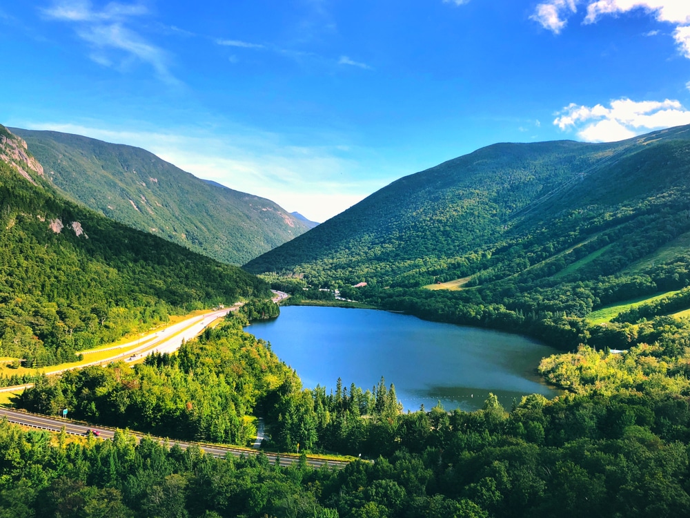 A view of Echo Lake from one of the best hikes in Franconia Notch State Park